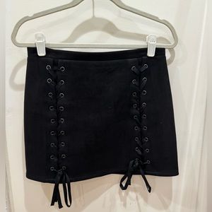 Black Honey Punch Mini Skirt with Laces